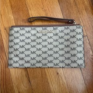 Michael Kors Beige and Brown Monogram Clutch